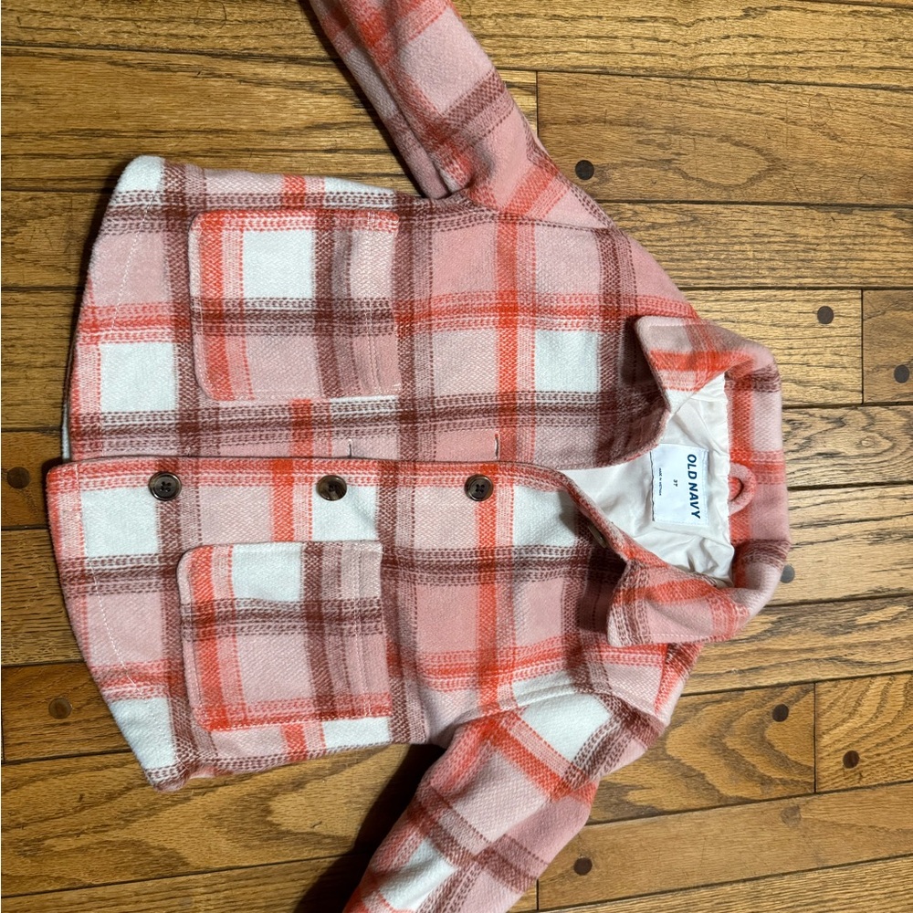 Old Navy Pink and Orange Plaid Jacket